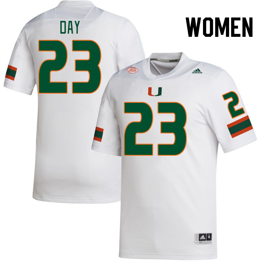 Women #23 Dylan Day Miami Hurricanes College Football Jerseys Stitched-White